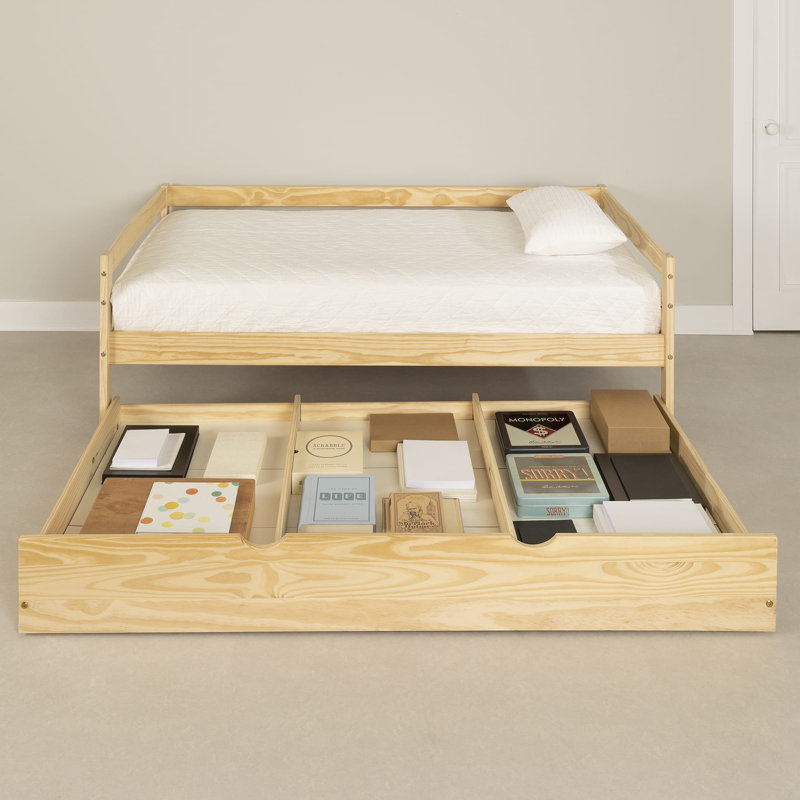Sweedi Twin Solid Wood Daybed With Trundle Bed Natural Wood